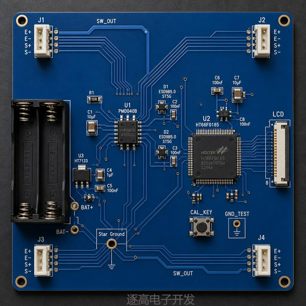 PMD040B体重秤完整开发案例pcb