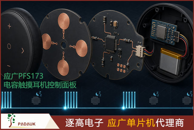 应广单片机PFS173电容触摸耳机控制面板：原理、硬件与低功耗设计 | 逐高电子